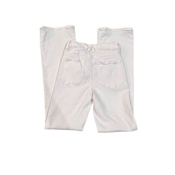 Good American Button Fly Waist Cinched White Flared Leg Bell Bottom Jeans Size 2 - Picture 4 of 5